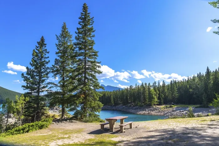Framed Print : Breathtaking summer view of lake minnewanka Framed Print : Breathtaking summer view of lake minnewanka