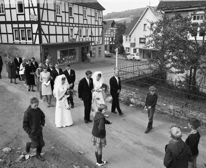 Framed Print : Bridal couples and weddings in 1966 in Sauerland