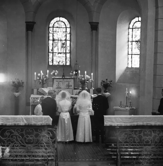 Framed Print : Bridal couples and weddings in 1966 in Sauerland