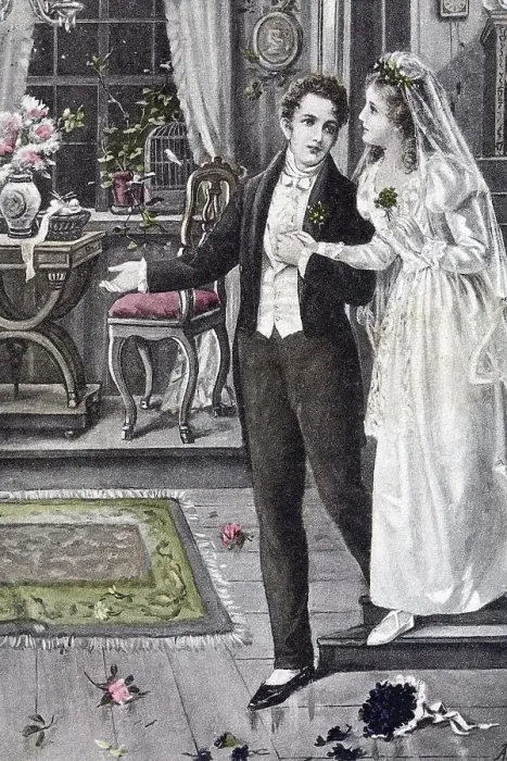 Framed Print : Bride and groom entering their apartment Framed Print : Bride and groom entering their apartment