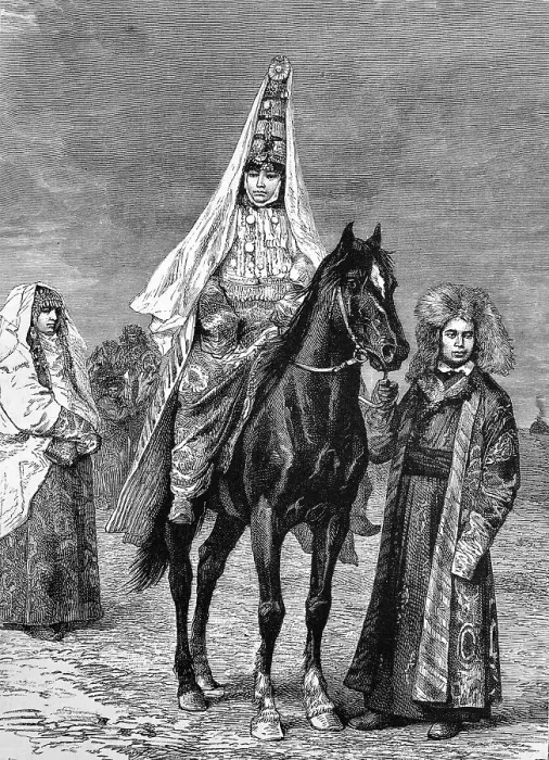 Framed Print : Bride in Kyrgyzstan, historical illustration Framed Print : Bride in Kyrgyzstan, historical illustration