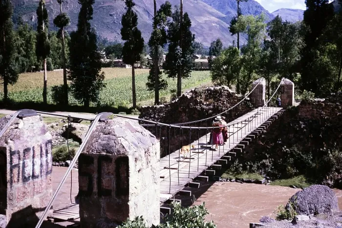 Framed Print : Bridge in Calca, Cusco region, Peru, South America 1962 also known as Villa de Zamora, South America Framed Print : Bridge in Calca, Cusco region, Peru, South America 1962 also known as Villa de Zamora, South America