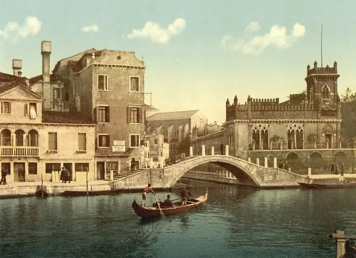Framed Print : Bridge and Canal, 1890, Venice