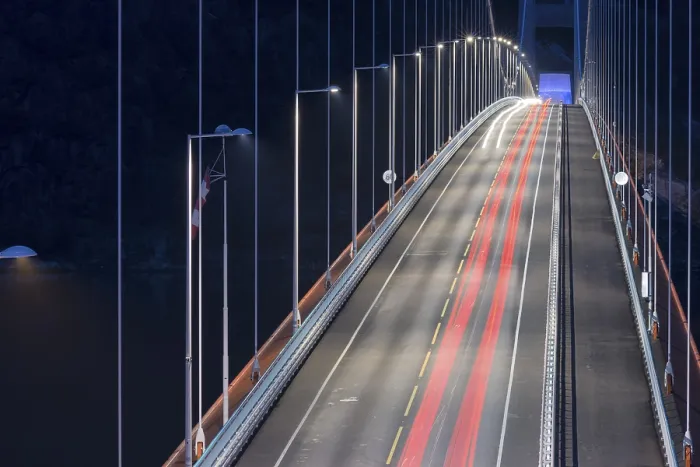 Framed Print : Bridge Hardangerbrua at night, Hardangerbridge