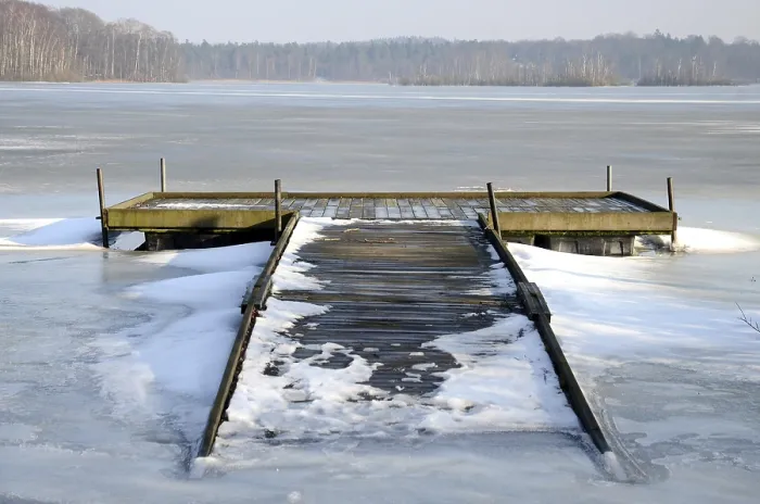 Framed Print : Bridge in ice on Snogeholmssjoen lake