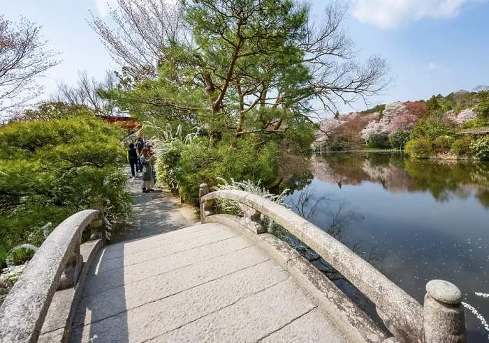 Framed Print : Bridge over Kyoyochi Pond in Japanese Garden