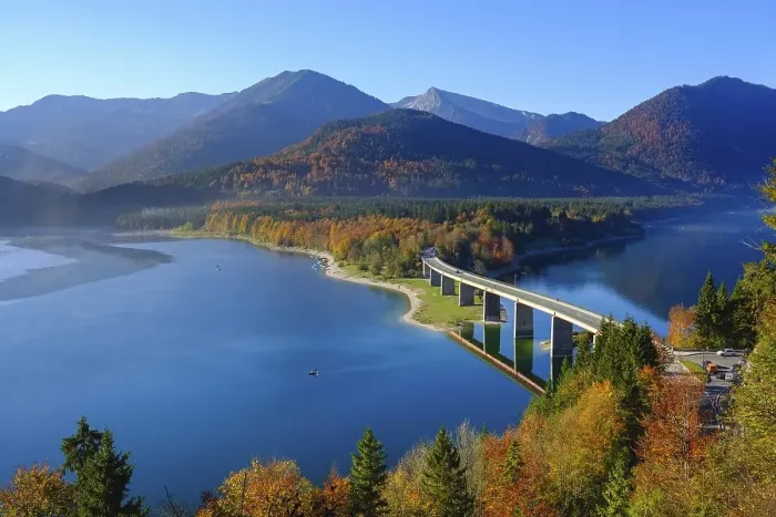 Framed Print : Bridge over Lake Sylvensteinsee Framed Print : Bridge over Lake Sylvensteinsee