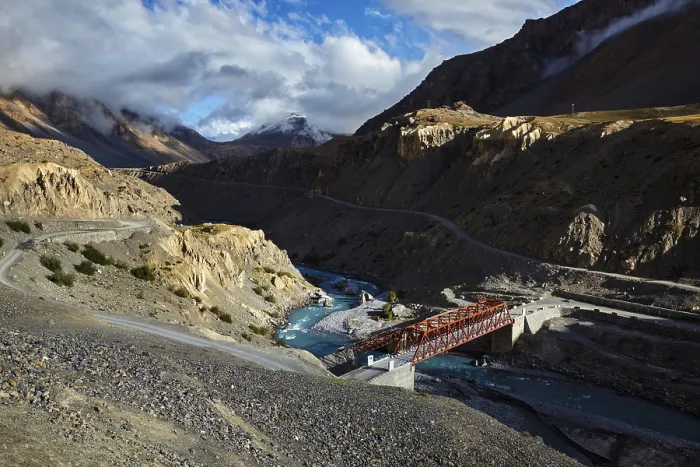 Framed Print : Bridge over Spiti river in Himalayas on sunset Framed Print : Bridge over Spiti river in Himalayas on sunset