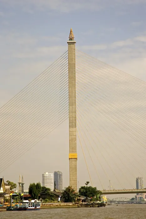 Framed Print : Bridge support, Rama III Bridge going over the Chao Phraya River Framed Print : Bridge support, Rama III Bridge going over the Chao Phraya River