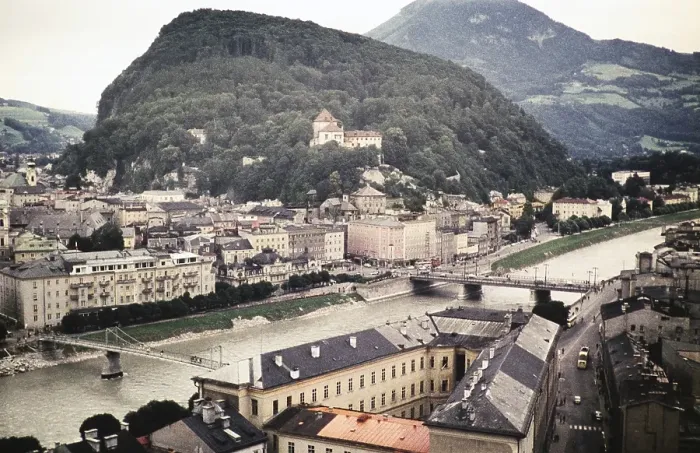 Framed Print : Bridges over the Salzach, Kapuzinerberg, Salzburg, Austria, Europe 1960, Europe Framed Print : Bridges over the Salzach, Kapuzinerberg, Salzburg, Austria, Europe 1960, Europe