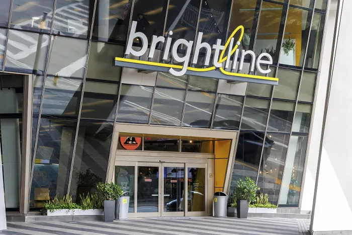 Framed Print : Brightline train logo at Miami Station in Miami