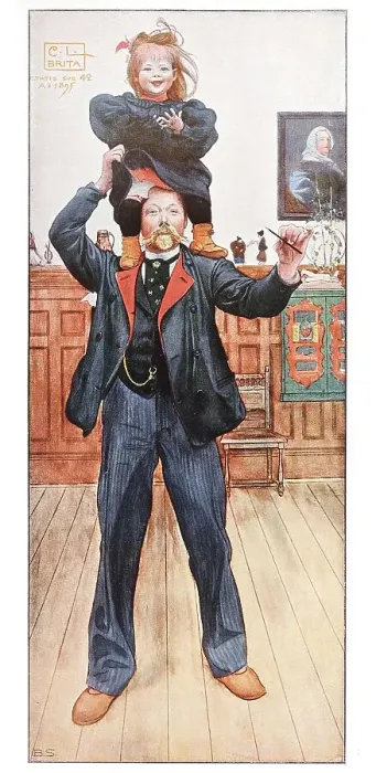 Framed Print : Britta and I, illustration in The House in the Sun by Carl Larsson Framed Print : Britta and I, illustration in The House in the Sun by Carl Larsson