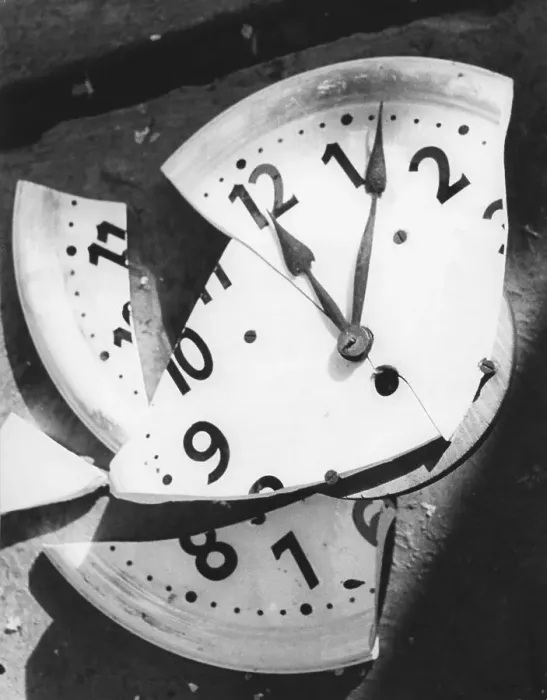 Framed Print : Broken clock approx. 1970s, exact place unknown