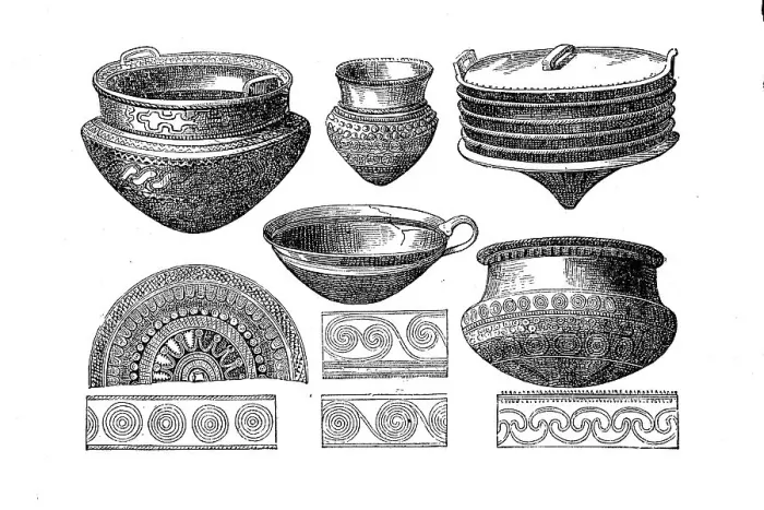 Framed Print : Bronze Age, bronze bowls with ornaments Framed Print : Bronze Age, bronze bowls with ornaments
