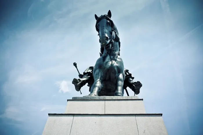 Framed Print : A bronze equestrian statue of Jan Zizka