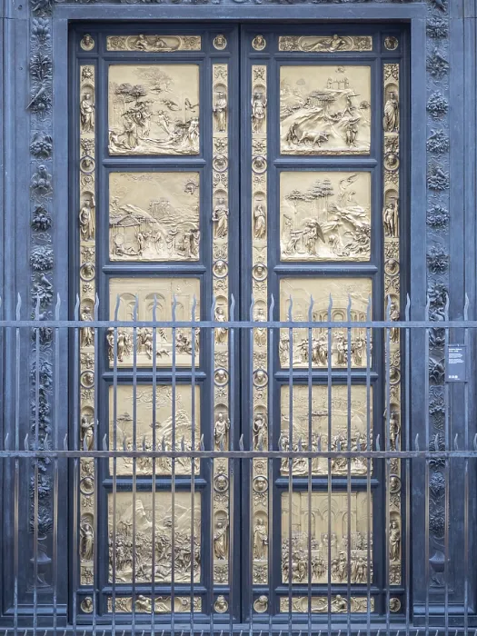 Framed Print : Bronze Gate with Old Testament Scenes