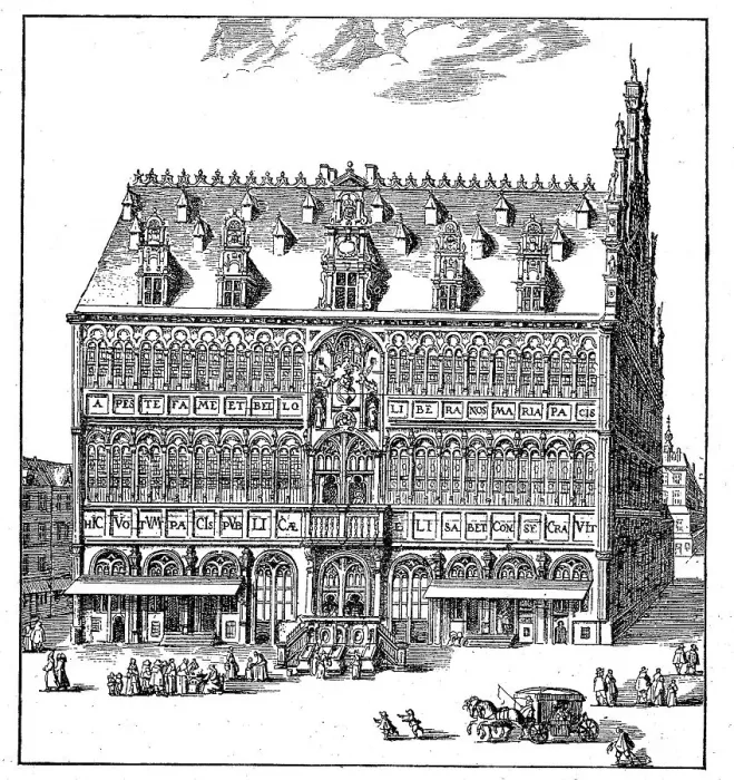 Framed Print : The Broodhuis on the Market Square in Brussels in the 16th century Framed Print : The Broodhuis on the Market Square in Brussels in the 16th century