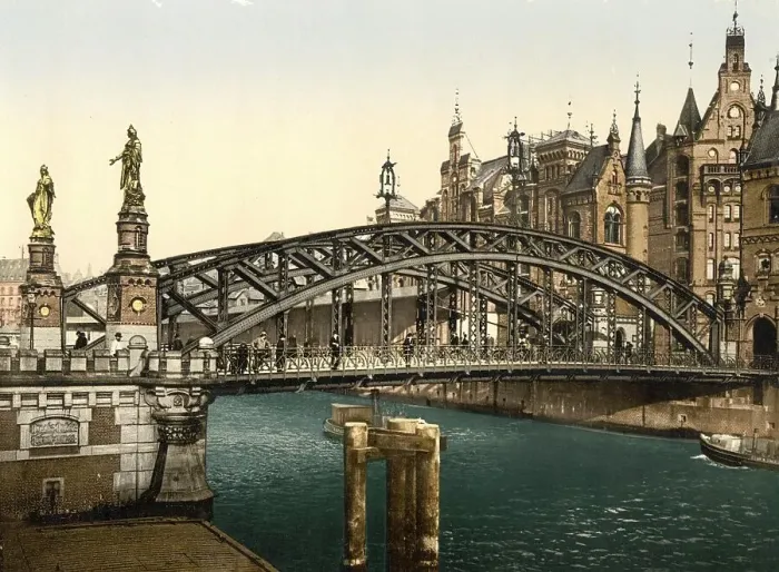 Framed Print : The Brooksbruecke in the Speicherstadt in Hamburg