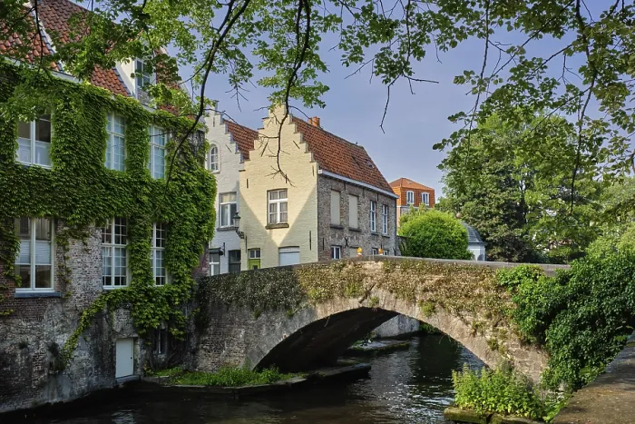 Framed Print : Bruges typical Belgian cityscape Europe tourism concept