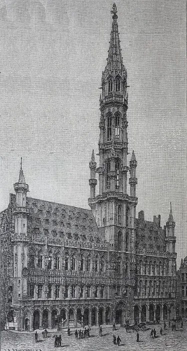 Framed Print : Brussels City Hall, Belgium, 1881