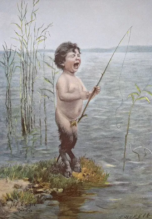 Framed Print : Buck-legged boy, while fishing the line is broken