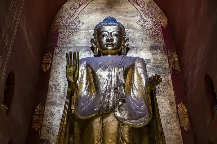 Framed Print : Buddha in the Ananda temple, Bagan, Myanmar, Asia