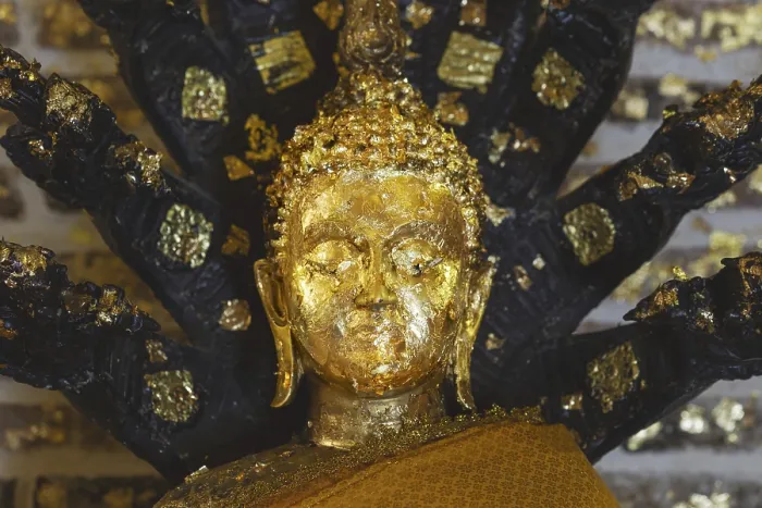 Framed Print : Buddha decorated with gold leaf