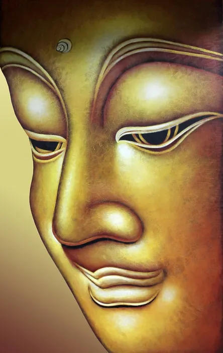 Framed Print : Buddha figure with texture blending process