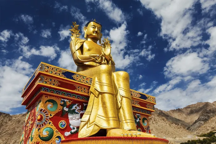 Framed Print : Buddha Maitreya statue in Likir gompa (monastery)