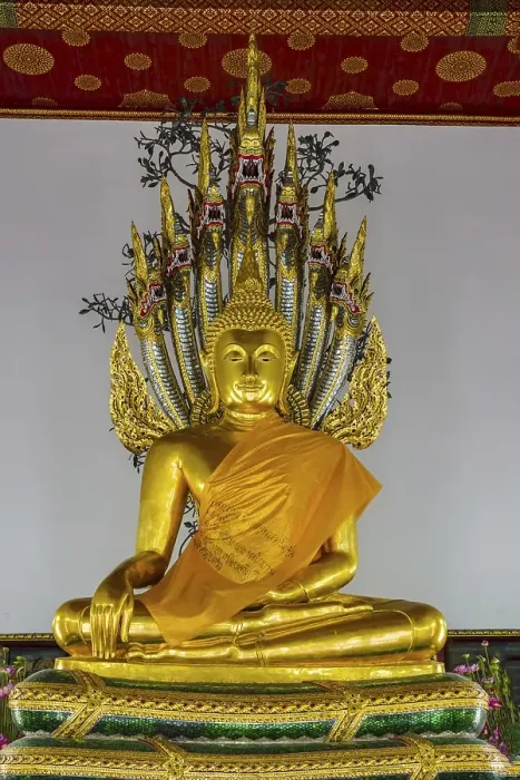 Framed Print : Buddha meditating under the protection of a seven-headed Naga snake Framed Print : Buddha meditating under the protection of a seven-headed Naga snake