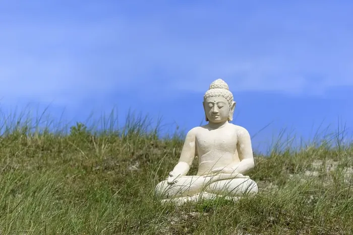 Framed Print : Buddha sculpture in the dunes, Norderney