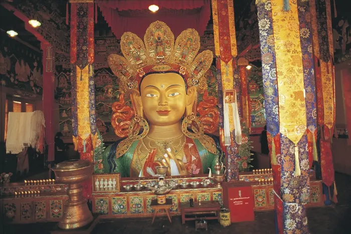 Framed Print : Buddha sculpture thiksey monastery
