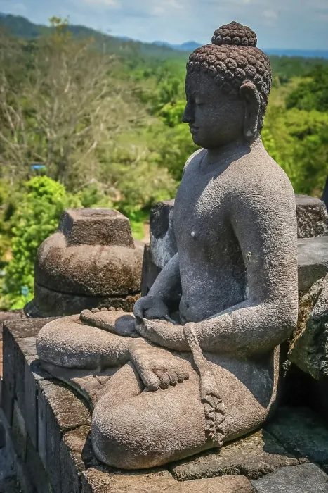 Framed Print : Buddha statue in Borobudur temple in Java in Indonesia