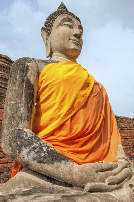 Framed Print : Buddha statue next to the central stupa