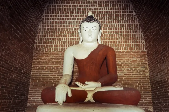 Framed Print : Buddha statue inside ancient Buddhist Pagoda ruins Framed Print : Buddha statue inside ancient Buddhist Pagoda ruins