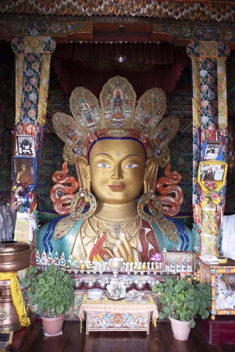 Framed Print : Buddha statue Maitreya, Yellow Cap Monastery Tikse or Thiksey or Thikse