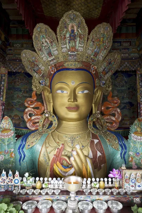 Framed Print : Buddha statue, Maitreya, Yellow Hat Monastery Tikse
