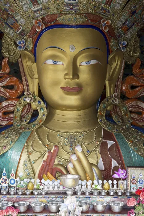 Framed Print : Buddha statue, Maitreya, Yellow Hat Monastery Tikse