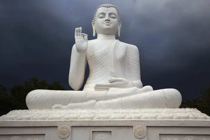 Framed Print : Buddha statue, Seated Buddha, stormy atmosphere