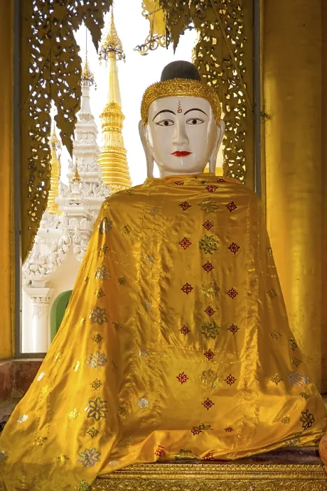 Framed Print : Buddha statue in shrine, Shwedagon Pagoda Framed Print : Buddha statue in shrine, Shwedagon Pagoda