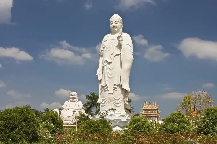 Framed Print : Buddha statue at the Vinh Trang Pagoda Framed Print : Buddha statue at the Vinh Trang Pagoda