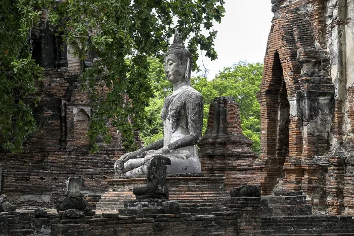 Framed Print : Buddha statue in Wat Mahathat Ayutthaya