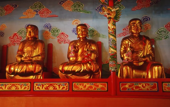 Framed Print : Buddha statues in Buddhist monastery Framed Print : Buddha statues in Buddhist monastery