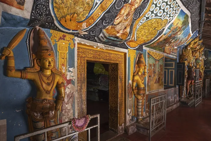 Framed Print : Buddha statues, murals, interior