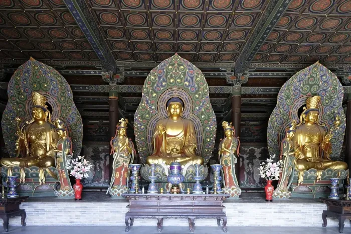 Framed Print : Buddha statues in Puguangming Hall