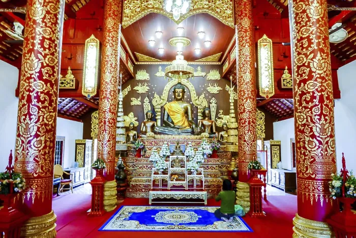 Framed Print : Buddha in temple, digital photo picture as a background
