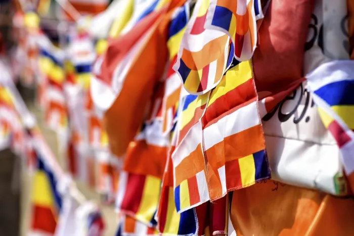 Framed Print : Buddhist flags