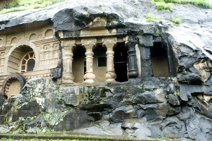 Framed Print : Buddhist Karla caves finest examples of ancient rock cut caves built in 3rd 2nd century BC by Buddhist monk
