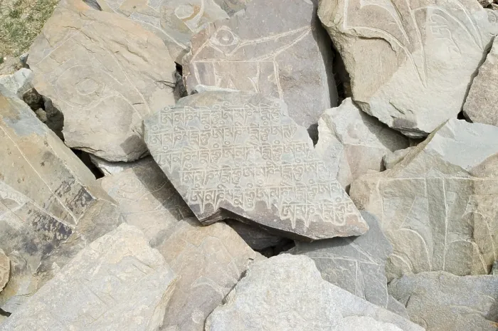 Framed Print : Buddhist mani stone in Ladakh, Jammu and Kashmir