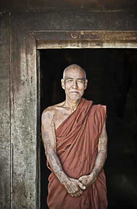 Framed Print : Buddhist monk at a monastery in Burma